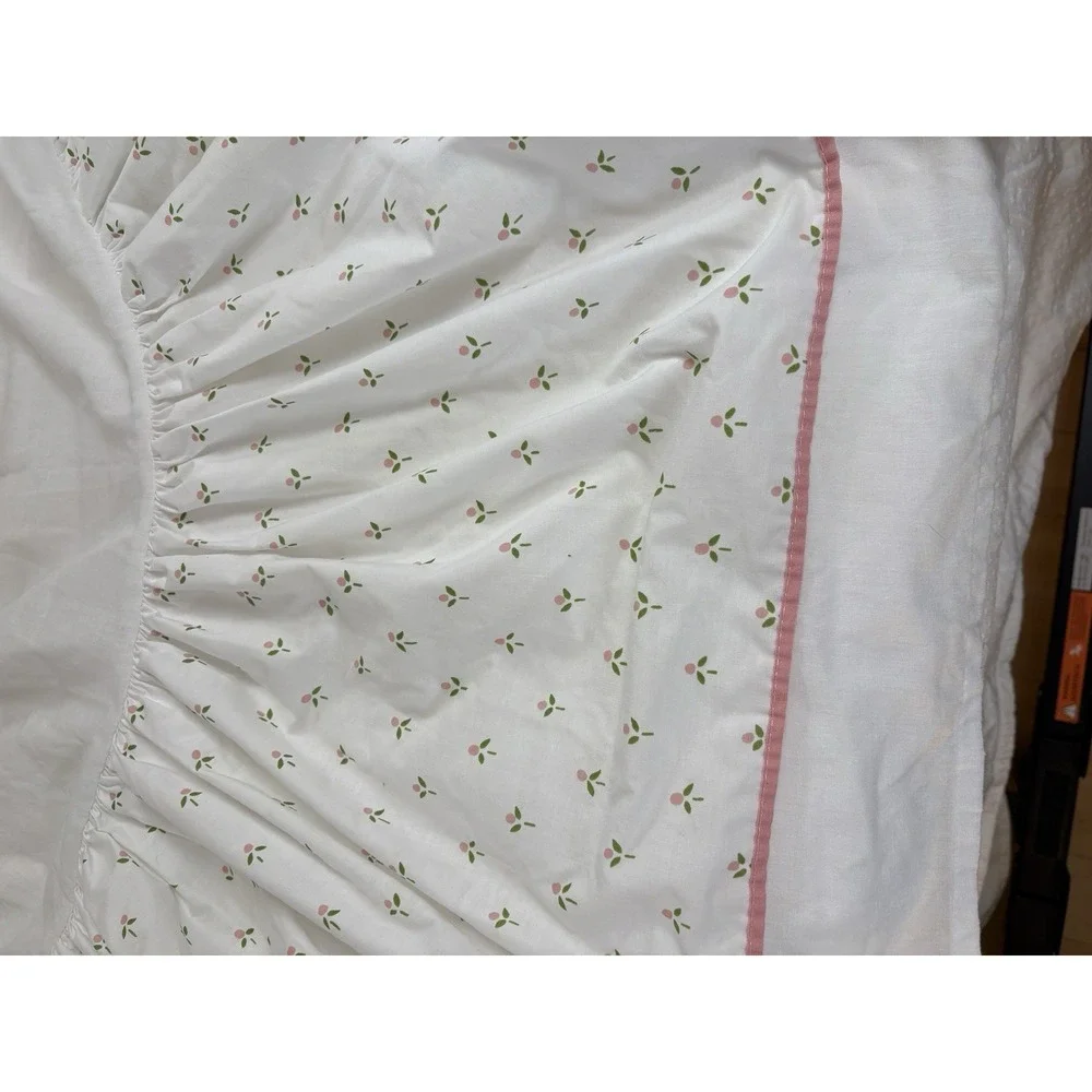 Laura Ashley Castleberry Pink Tulip King Size Dust Ruffle Layered Bedskirt
